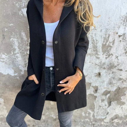 Casual Hooded Single-Breasted Cardigan Fashion Loose Solid Color Jacket Spring And Autumn Women's Clothing