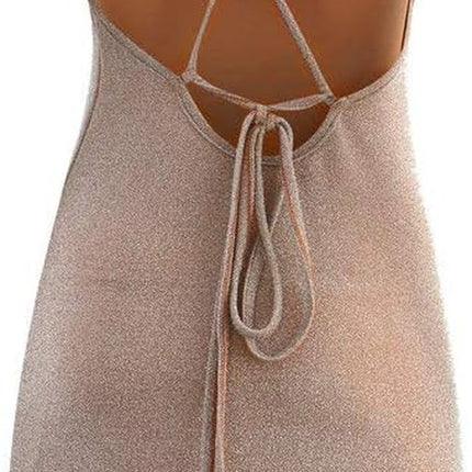 Women'S Sexy Glitter Spaghetti Strap Mini Party Dress