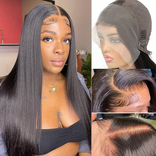 Straight Lace Front Wigs Human Hair HD Transparent 13X4 Lace Frontal Wigs for Black Women Human Hair Pre Plucked with Baby Hair Unprocessed Brazilian Virgin Hair Natural Color (Straight Wigs 18 Inch)