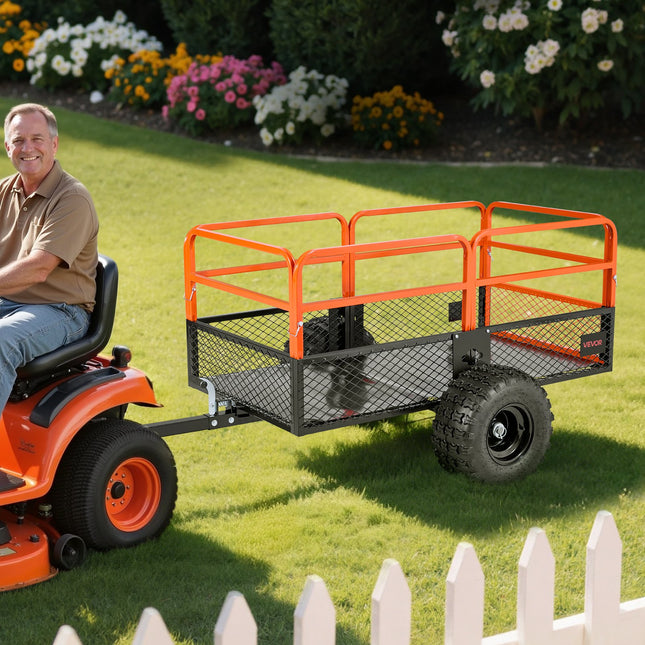 Dump Trailer 1800 Lbs 28 Cu. Ft Tow Behind Steel Garden Yard Trailer Cart