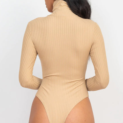 Ribbed Turtle Neck Long Sleeve Bodysuit (CAPELLA)