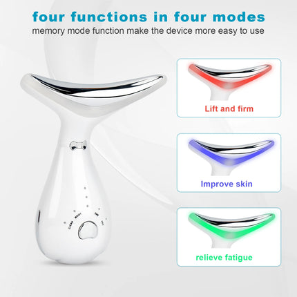 Neck Face Beauty Device, Skin Care Facial Massager, 3 in 1 Portable Face Massager for Skin Care, Face Sculpting Tool, Vibration, Thermal, Microcurrent