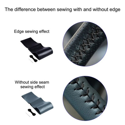 Genuine Leather DIY Car Steering Wheel Cover Anti-slip For Cm Black US