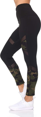 7/8 High-Waisted Women’S Leggings, Workout Leggings for Women Green Camo