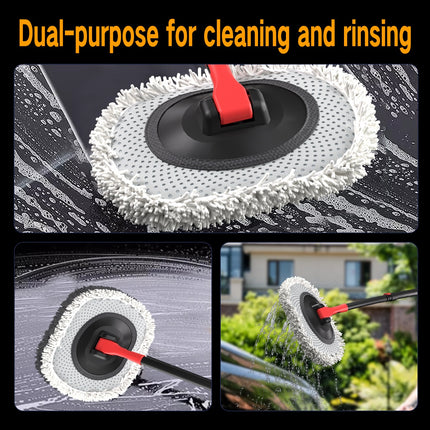 Portable 41-inch Automatic Water Car Wash Mop For Home And Outdoor Use, Featuring A Soft Brush Head To Prevent Scratches, Includes A 10-meter Hose That Connects To A Water Faucet, Suitable For Cleanin