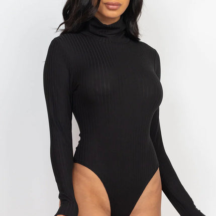 Ribbed Turtle Neck Long Sleeve Bodysuit (CAPELLA)