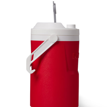 1 Gallon Sports Plastic Beverage Jug with Hooks, Red