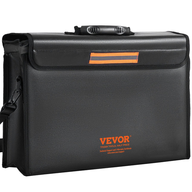 VEVOR Fireproof Document Box, Fireproof Document Bag with Lock, 3-layer Folding Fireproof and Waterproof File Box 15.35x12.4x13.98 inch with Zipper, for Money, Documents, Jewelry and Passport