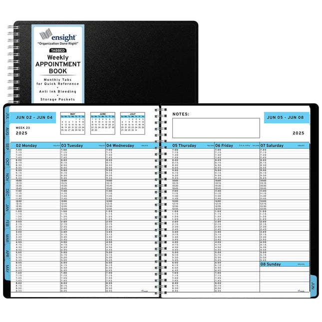 2024 2025 Appointment Book Planner 8.5x11 inch Large Tabbed Daily Hourly Weekly Academic Planner Calendar Schedule Book 15 Minute time Slots Business Personal July 2024 June 2025 Dark Blue)