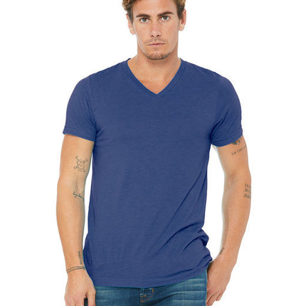 Unisex Triblend V-Neck T-Shirt - BLUE TRIBLEND - S