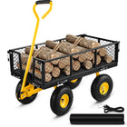 VEVOR Steel Garden Cart, Heavy Duty 900 lbs Capacity, with Removable Mesh Sides to Convert into Flatbed, Utility Metal Wagon with 180° Rotating Handle and 10 in Tires, Perfect for Garden, Farm, Yard