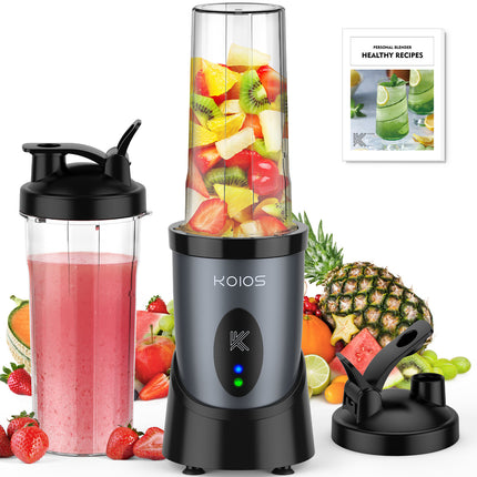 KOIOS 900W Smoothie Blender, Personal Blender for Shakes and Smoothies with 2 No-BPA 22 oz Portable Blender Bottles and To-Go Lids, Single Serve Mixer Blender for Juices Baby Food, Nutritious Recipe