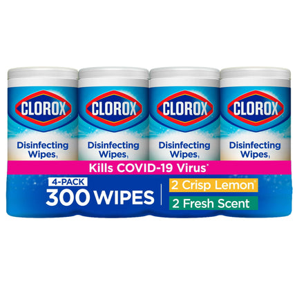 Clorox Bleach-Free Disinfecting and Cleaning Wipes, 300 Count, 4 Pack