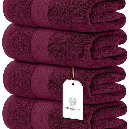 Luxury Bath Towels Set of 4 Large 700 GSM Cotton Ultra Soft Bath Towels 27x54 inch Highly Absorbent and Quick Dry Wine Red