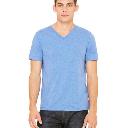 Unisex Triblend V-Neck T-Shirt - BLUE TRIBLEND - S