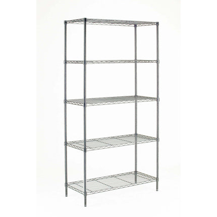 Hyper Tough Chrome Wire Shelf 5-Tier 72" H x 36" W x 16" D, 1750lb Total Capacity