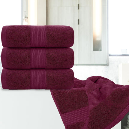 Luxury Bath Towels Set of 4 Large 700 GSM Cotton Ultra Soft Bath Towels 27x54 inch Highly Absorbent and Quick Dry Wine Red