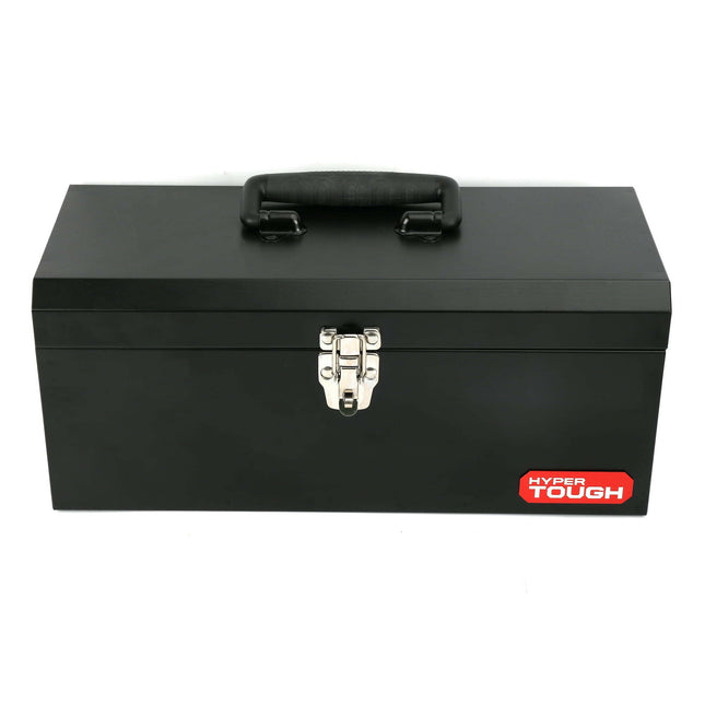 Hyper Tough 16-inch Black Metal Tool Box with Removable Tool Tray