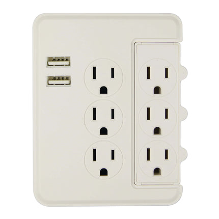 Hyper Tough 6-Outlet Surge Tap 500-Joule Protection with USB, White