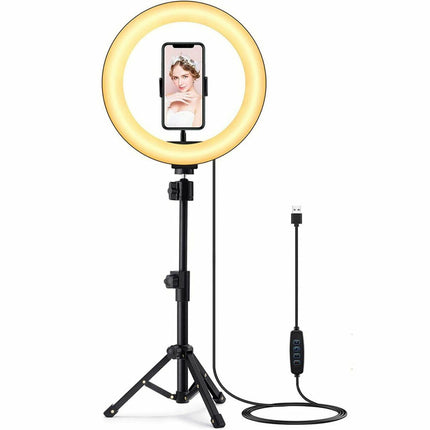 Techvilla™ 10-Inch LED Selfie Ring Light with Adjustable Tripod