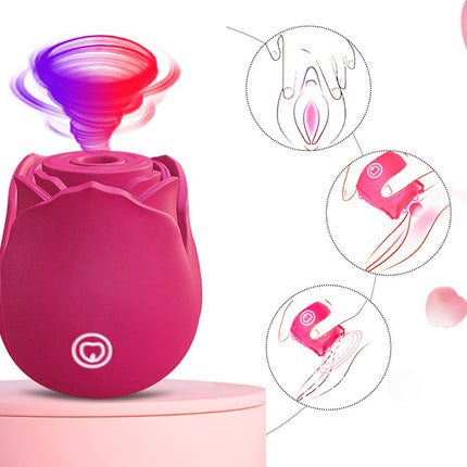 Rose Shape Sucking Vibrator G-spot Private Parts Sex Toy 7 Speed Waterproof