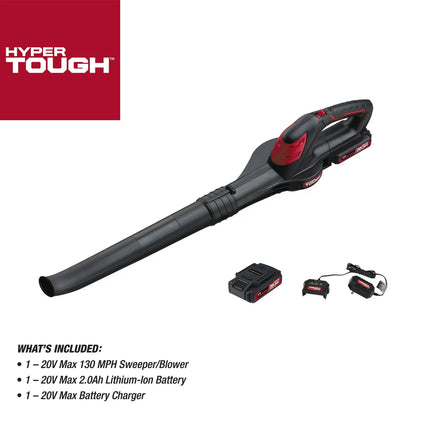 Hyper Tough 20V Max Battery Powered Cordless 130 mph Leaf Sweeper, HT21-401-003-05