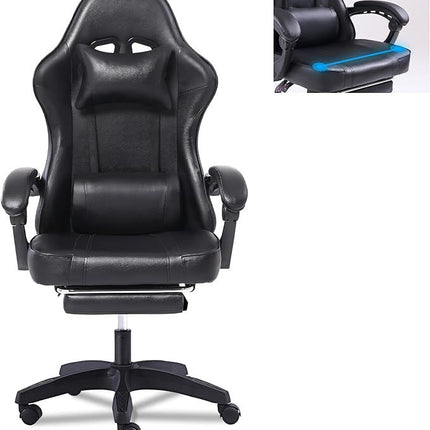 Video Game Chairs for Adults, PU Leather Gaming Chair with Footrest, 360°Swivel Adjustable Lumbar Pillow Gamer Chair, Comfortable Computer Chair for Heavy People