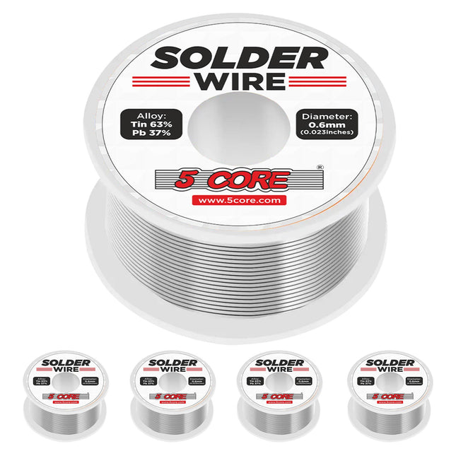 5 Core Solder Wire Rosin Core Flux Soldering 63/37 63% Tin (Sn)37% Lead (Pb) 50 gms Each - Solder Wire