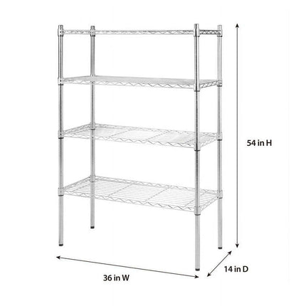 Hyper Tough 4 Tier Wire Shelf Unit, Chrome, 1400 lb. Capacity, Adult