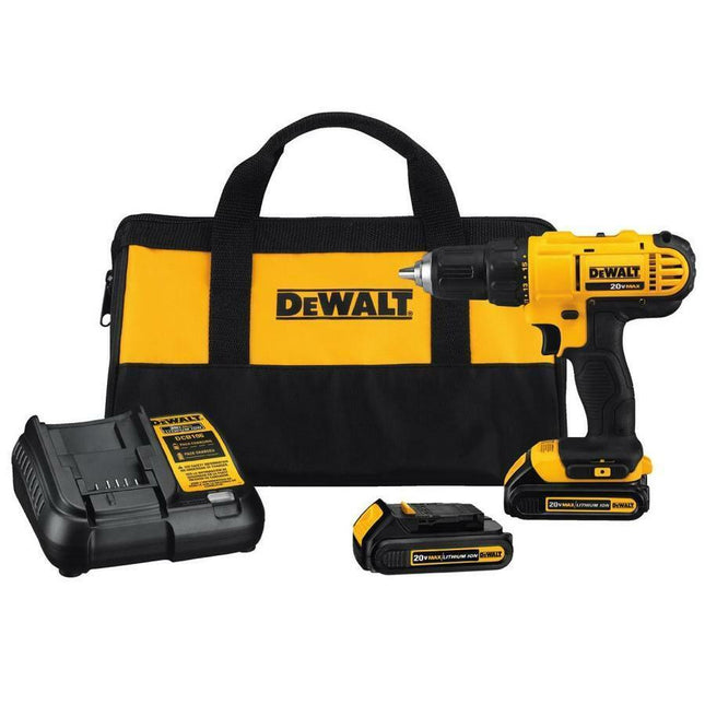 DEWALT 20-Volt MAX Lithium-Ion Cordless 1/2 in. Drill / Driver Kit + 2x 20-Volt Batteries 1.3Ah