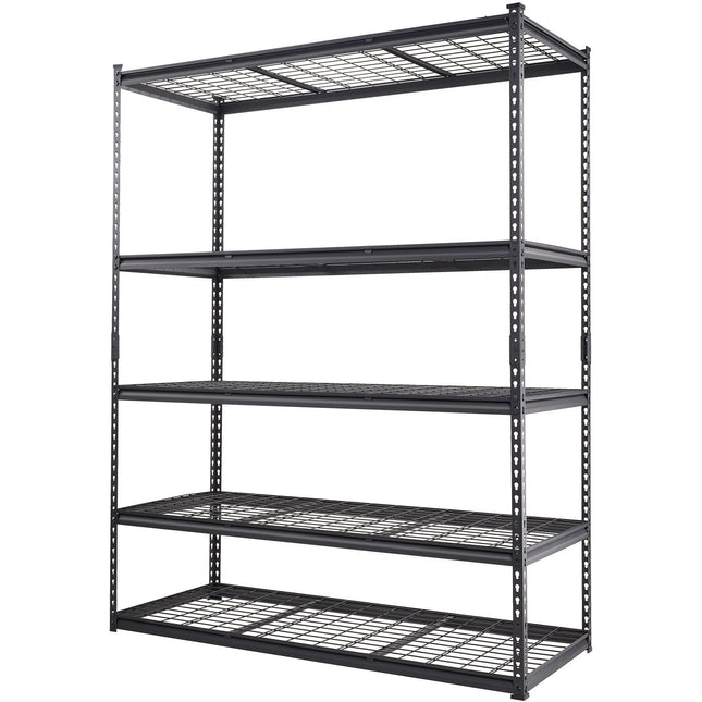 VEVOR Storage Shelving Unit, 5-Tier Adjustable, 2000 lbs Capacity, Heavy Duty Garage Shelves Metal Organizer Wire Rack, Black, 60" L x 24" W x 78" H for Kitchen Pantry Basement Bathroom Laundry Closet