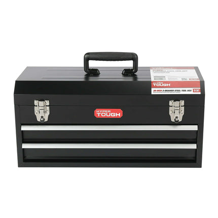 Hyper Tough 20-inch 2-Drawer Tool Box, Tool Chest with Flip-up Lid, Black, Steel