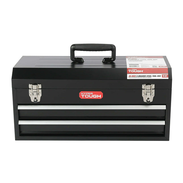 Hyper Tough 20-inch 2-Drawer Tool Box, Tool Chest with Flip-up Lid, Black, Steel