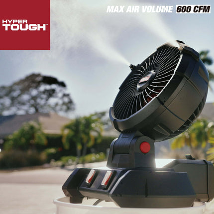 Hyper Tough 20V 7.5 inch Cordless Misting Fan, with 1.5Ah Lithium-ion Battery Pack Powered, C1024