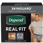 Depend Real Fit Incontinence Adult Underwear for Men, L/XL, Grey, 52Ct