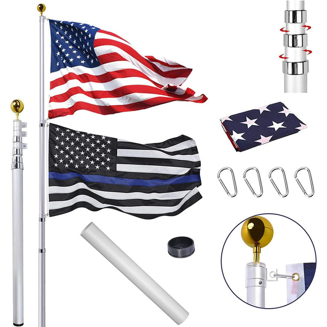 30 ft. Aluminum Flagpole with US Flag and Ball