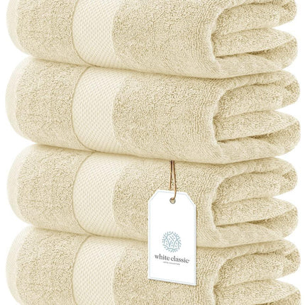 Luxury Bath Towels Set of 4 Large 700 GSM Cotton Ultra Soft Bath Towels 27x54 | Highly Absorbent and Quick Dry | Hotel Towels for Bathroom Luxury Plush Shower Towels Beige