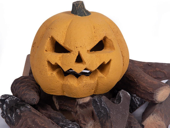 Pumpkin Gas Log, Ceramic Fire Lgs for Ventless & Vent Free, Propane, Gel, Ethanol, Electric, Outdoor Fireplace Fire Pit, Halloween Décor,1-Pack