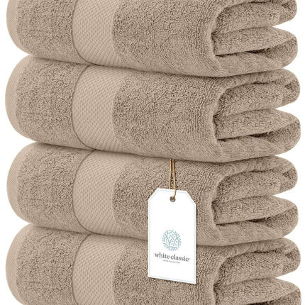 Luxury Bath Towels Set of 4 Large 700 GSM Cotton Ultra Soft Bath Towels 27x54 inch Highly Absorbent and Quick Dry Hotel Towels Plush Shower Towels Taupe Color