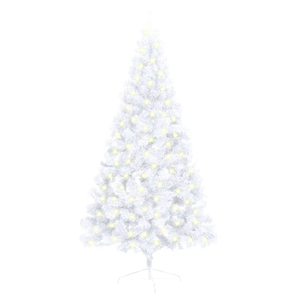 Artificial Half Pre-lit Christmas Tree with Stand White 59.1" PVC