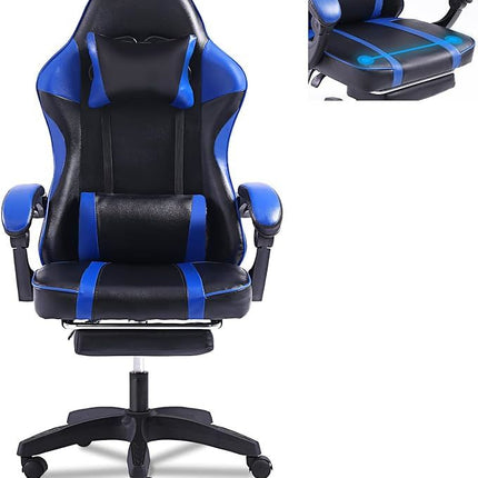 Video Game Chairs for Adults, PU Leather Gaming Chair with Footrest, 360°Swivel Adjustable Lumbar Pillow Gamer Chair, Comfortable Computer Chair for Heavy People