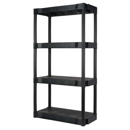 Hyper Tough Black Plastic 4-Tier 56.2" H x 30"" W x 13.8" D, 280lb Total Capacity