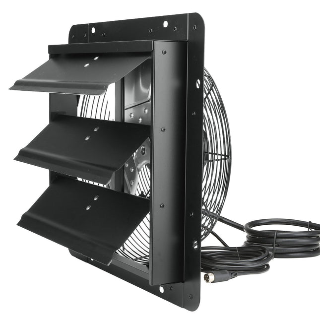 VEVOR Shutter Exhaust Fan, 14'' with Temperature Humidity Controller, EC-motor, 1513 CFM, 10-Speed Adjustable Wall Mount Attic Fan, Ventilation and Cooling for Greenhouses, Garages, Sheds, ETL Listed