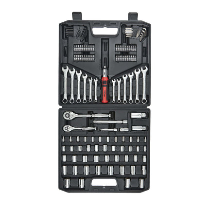 Hyper Tough 137 PC Tool Set including Metric & SAE Sizes of Hex Keys, Wrenches, Ratchet Bit Driver, Ratchet Extension Bar, Sockets and more UJ5407TA