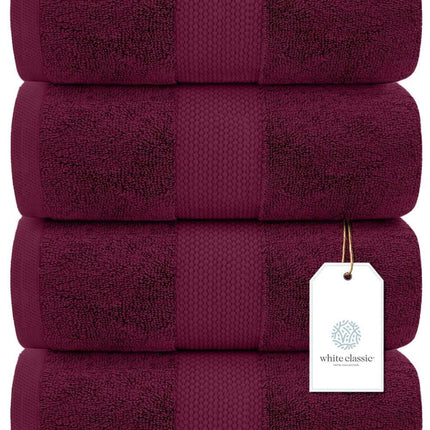 Luxury Bath Towels Set of 4 Large 700 GSM Cotton Ultra Soft Bath Towels 27x54 inch Highly Absorbent and Quick Dry Wine Red