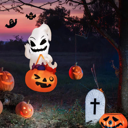 5 Ft Halloween Inflatable Decor,Ghost Holding Trick or Treat Bag,Scary Halloween Inflatable Decorations,Halloween Inflatable Outdoor,Yard Decorations,Halloween Party Decor