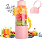 Portable Blender 6 Blades Travel Wireless Juicer Cup Mini Personal Size Blenders Food Grade Borosilicate Glass USB Rechargeable Fruit Blender for Shakes and Smoothies Mixer with Handle 450Ml(15.2Oz)