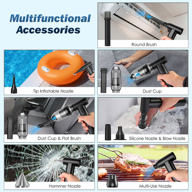 1Set Compressed Air Duster Brushless Motor 250000RPM Stepless Variable Speed 1WmAh Battery Cordless Dust Blower Vacuum Cleaner Portable Jet Dry Blower For PC Keyboard Car Home