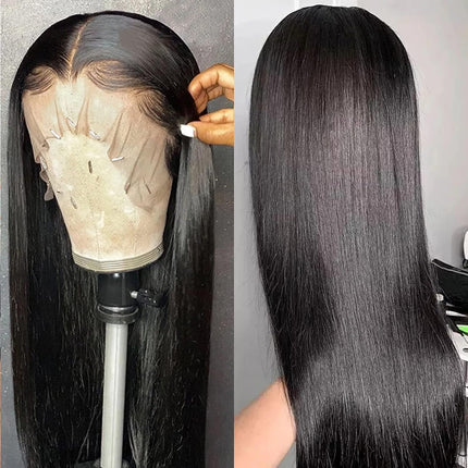 Hair Lace Front Wigs Human Hair 13X4X1 T Part Straight Transparent Lace Frontal Wigs for Black Women Human Hair 180% Density Pre Plucked with Baby Hair Full and Thick Natural Color 18Inch