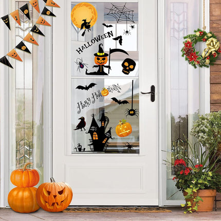 Halloween Window Clings Cute Halloween Window Stickers Pumpkins Bats Spiders Halloween Decoration for Glass Home Party Office School 9 Sheets Party Supplies